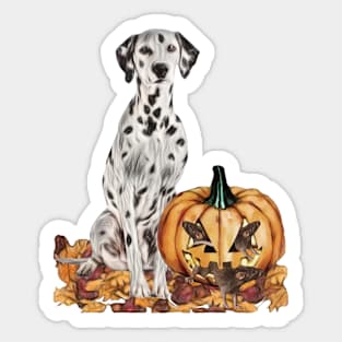 Dalmatian Halloween Scene Sticker